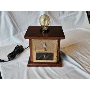Large Vintage Brass Post Office Box Combo Desk Lamp Made from Ash *L@@K*